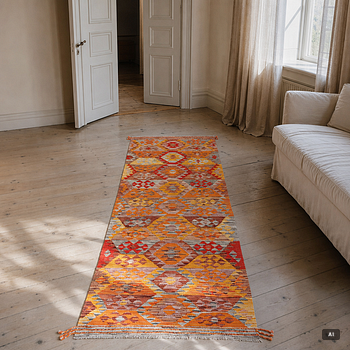 A Kilim runner, c. 255 x 85 cm.