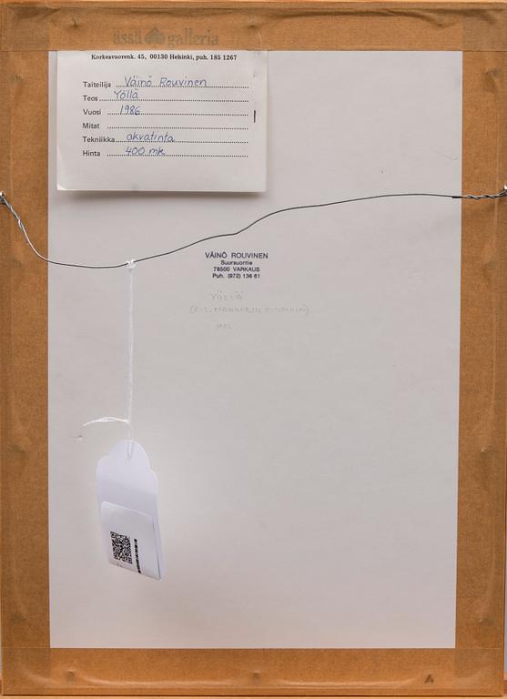 VÄINÖ ROUVINEN, akvatint, signerad och daterad 1986. Konstnärens provavdrag.