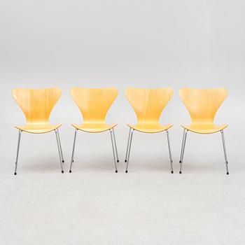 Arne Jacobsen, stolar, 4 st "Sjuan", Fritz Hansen, Danmark, 1998.