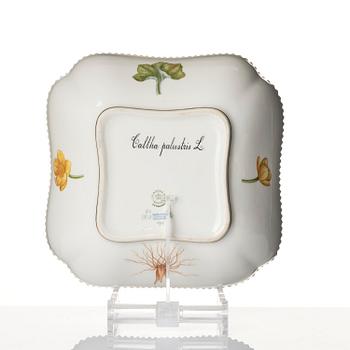A Royal Copenhagen 'Flora Danica' sauce boat and a pillow shaped bowl, Denmark, 20th century.