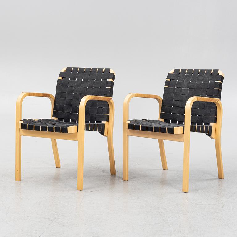 Alvar Aalto, a pair of late 20th century  model 45 armchairs, Artek, Finland.