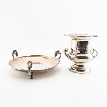 Cup and tray, 20th century, silver plate.