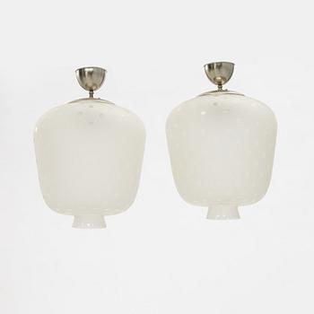 Flygsfors Glasbruk, a pair of ceiling lamps, 1940's/50's.