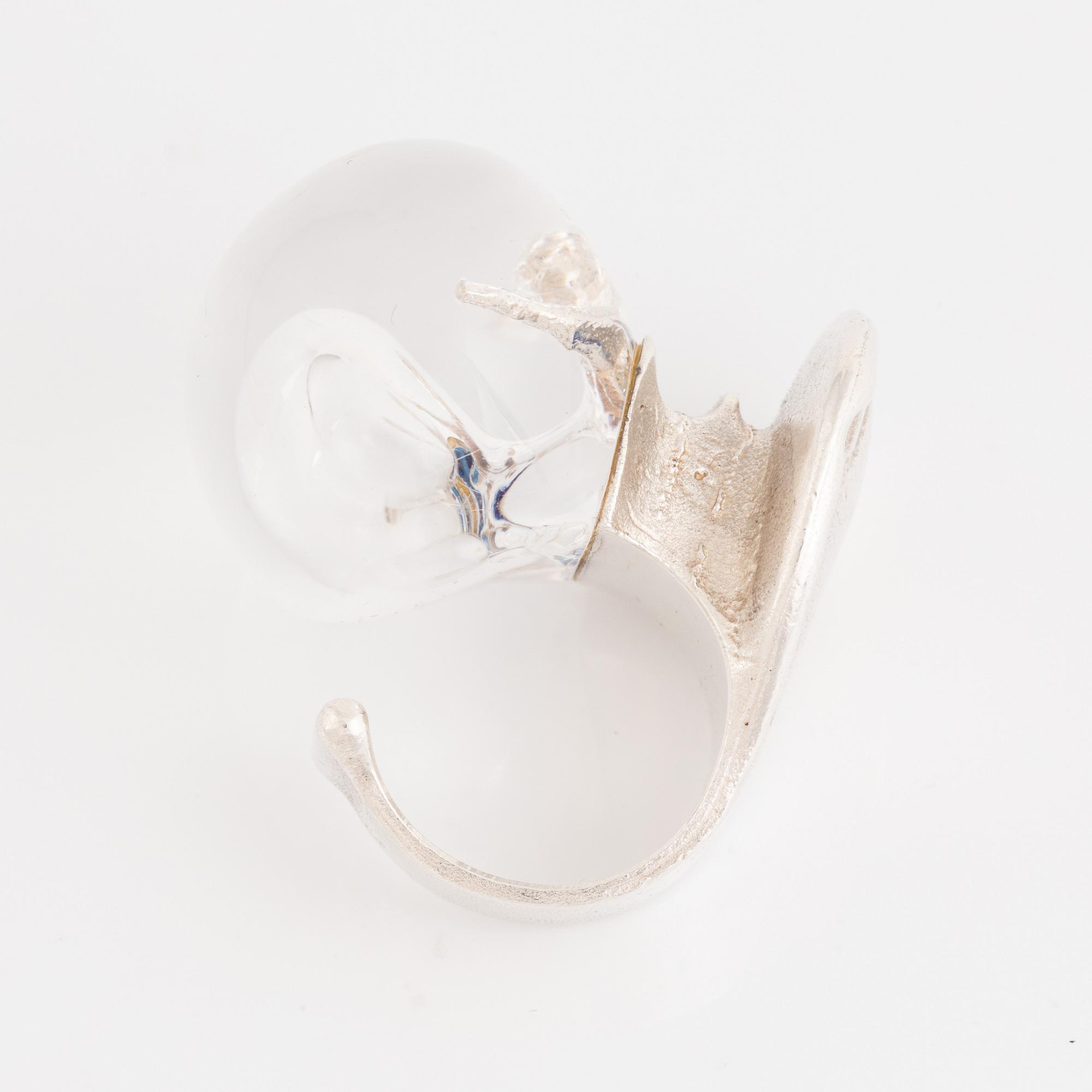 Björn Weckström,  ring, "Mannen i kosmos" sterling silver and acrylic, Lapponia 1973.