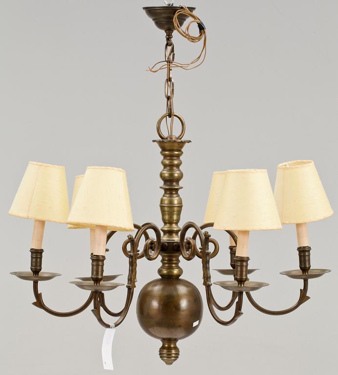 LJUSKRONA, mässing, barockstil, 1900-tal. H 85.