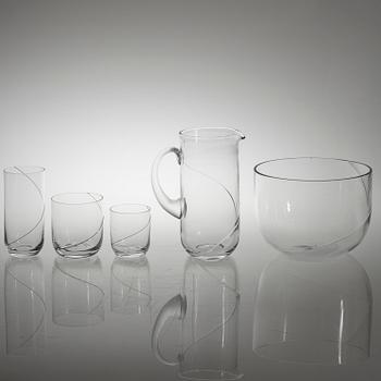 44 pieces of glass table ware, "Line" designed by Anna Ehrer for Kosta Boda.