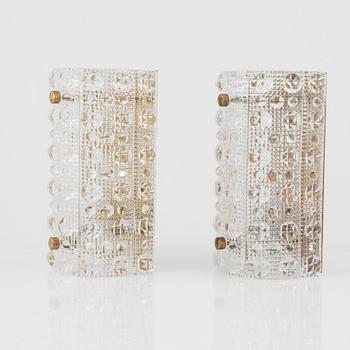 Carl Fagerlund, vägglampor ett par, Orrefors, 1960-tal.