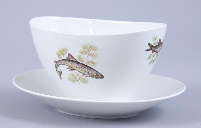 FISKSERVISDELAR, 8 st, porslin, Rörstrand.