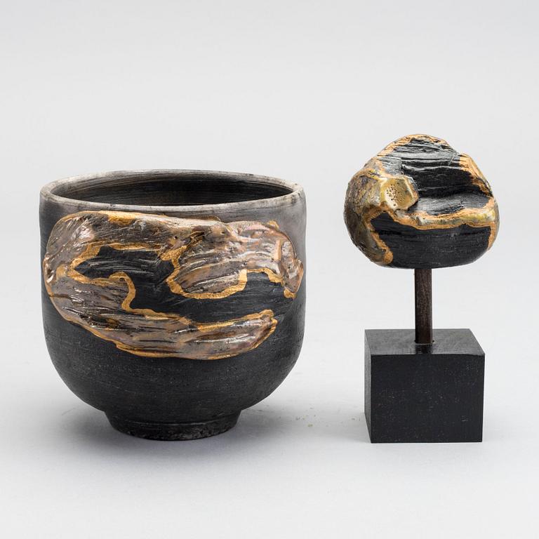 ROLF FAGERBERG a bowl and a sculpture, signed,