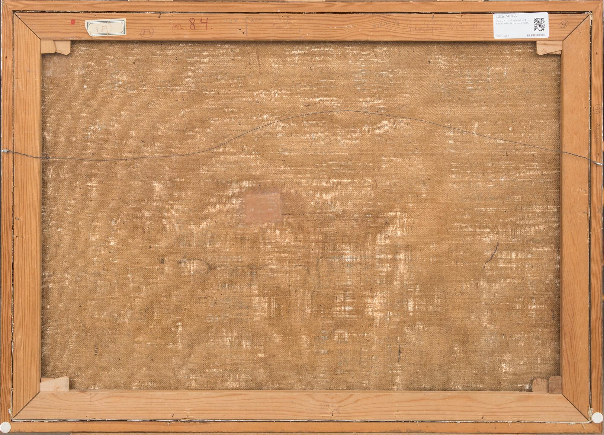 AXEL KULLE, olja på duk, signerad och daterad 1905.