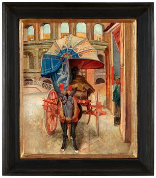 147. Axel Wallert, Åsnekärra framför Colosseum i Rom.