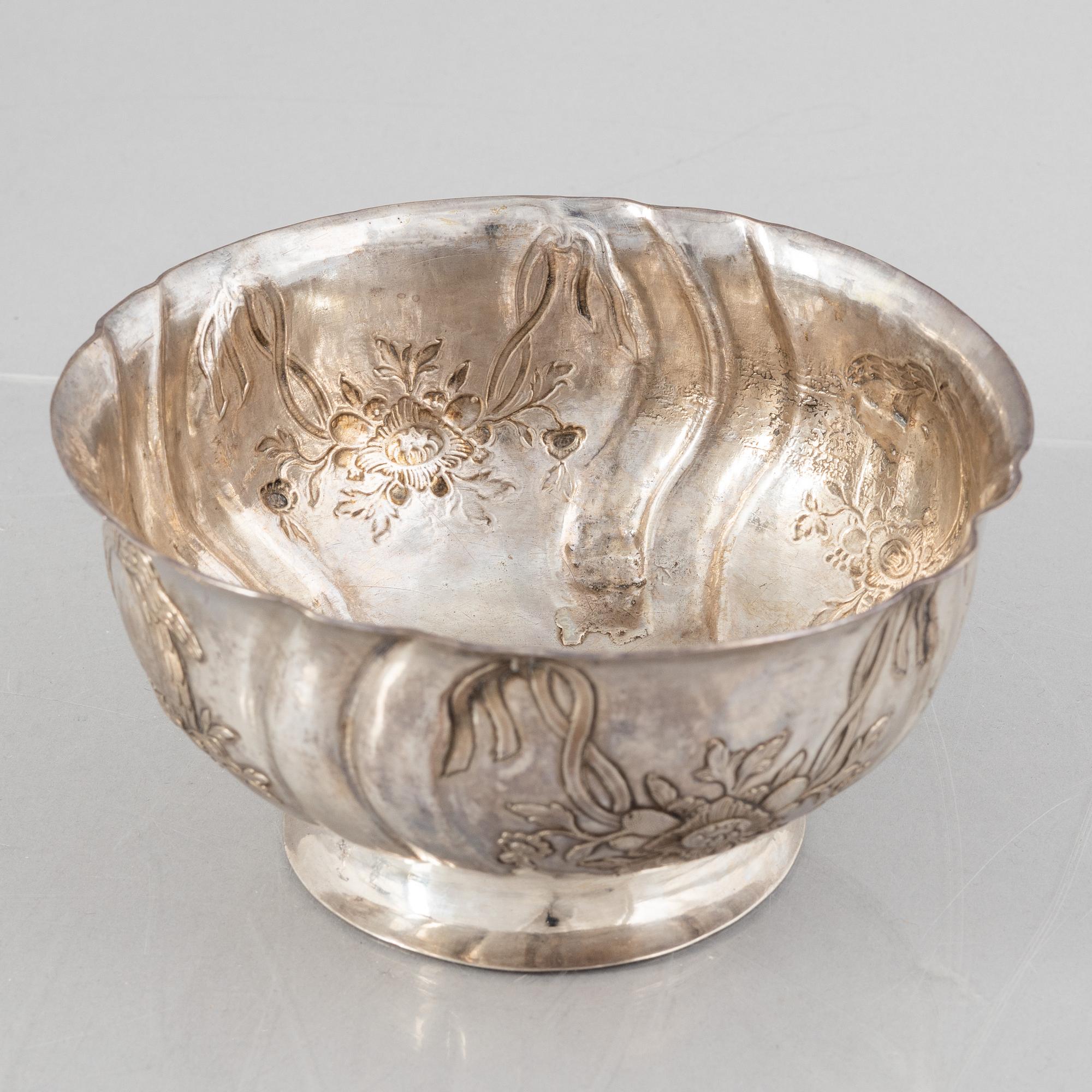 Skål, silver, oidentifierad stämpel, möjligen Danmark, rokoko, 1700-tal.
