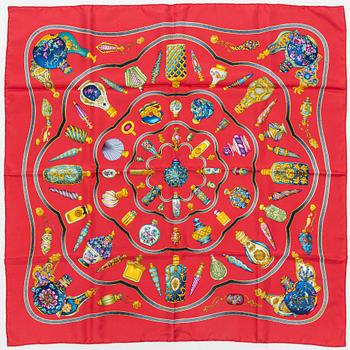 Hermès, A silk scarf, 'Qu'importe le flacon'.