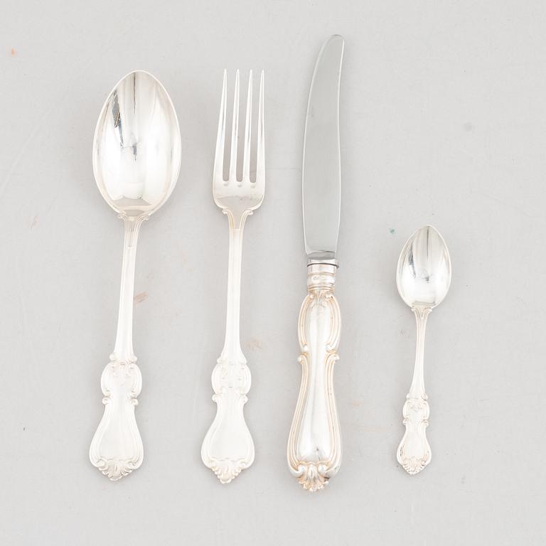 A Swedish Silver Cutlery, model "Olga", various makers, including CG Hallberg, Stockholm 1958 (48 pieces).