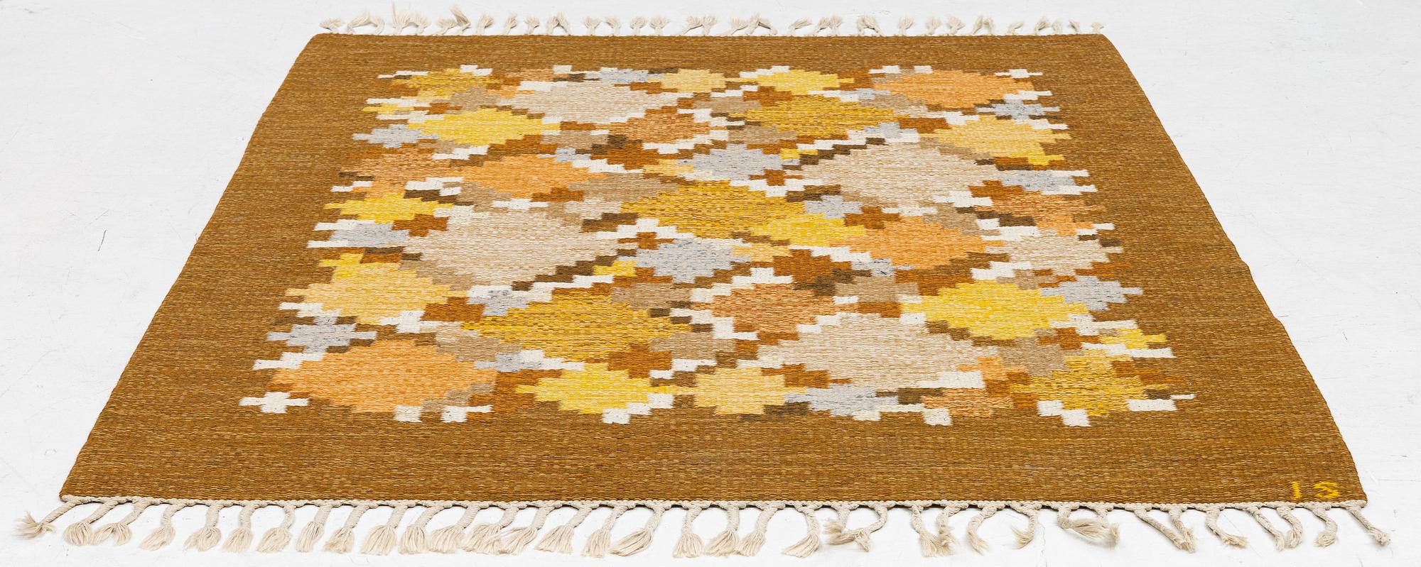 Ingegerd Silow, matta, rölakan, "Barken", komponerad 1976, signerad IS, ca 200 x 135 cm.