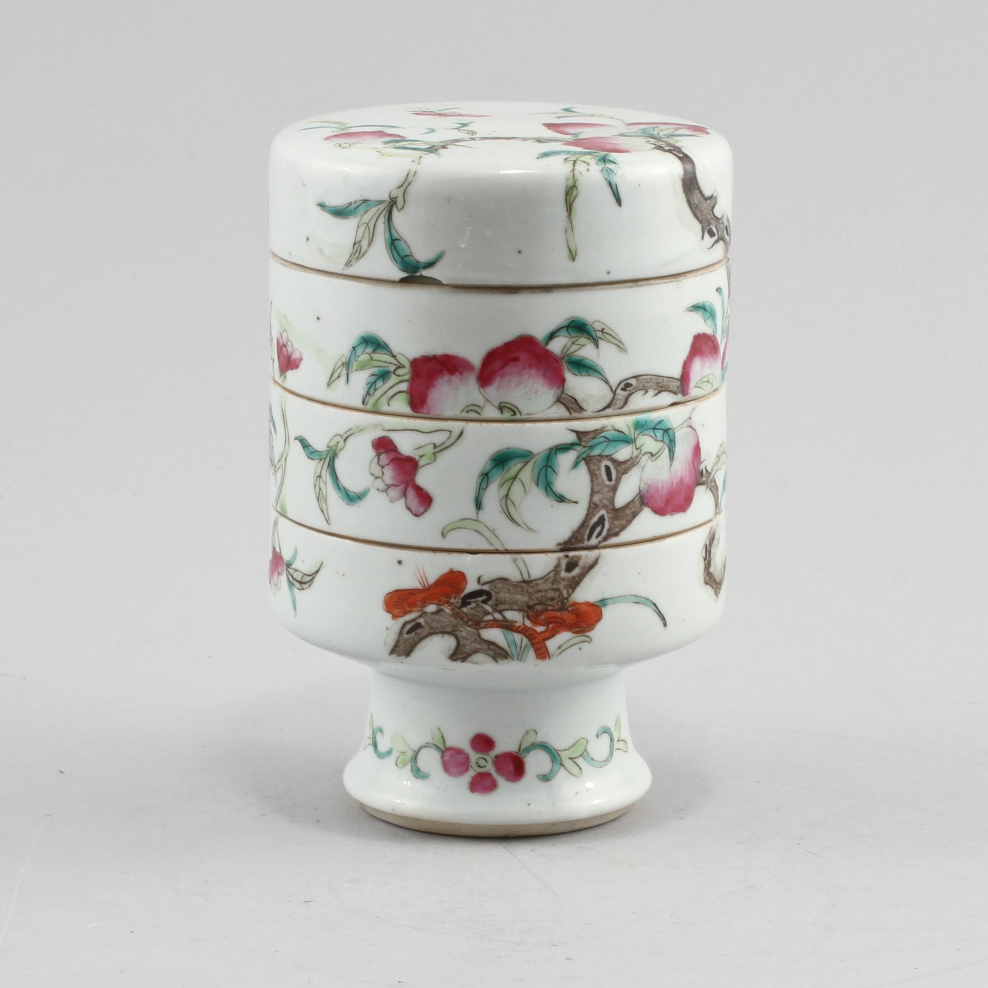 LOCKBURK, 4 delar, porslin, Kina, 1900-tal.