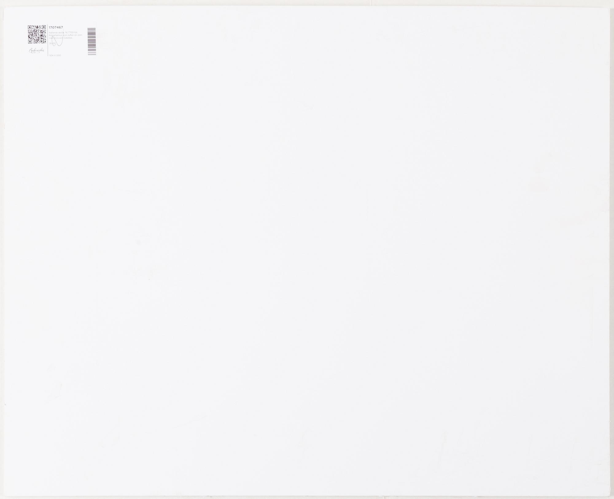 Italiensk skola, 16/1700-tal, Polyphemus som lyfter en sten mot Acis och Galatea.