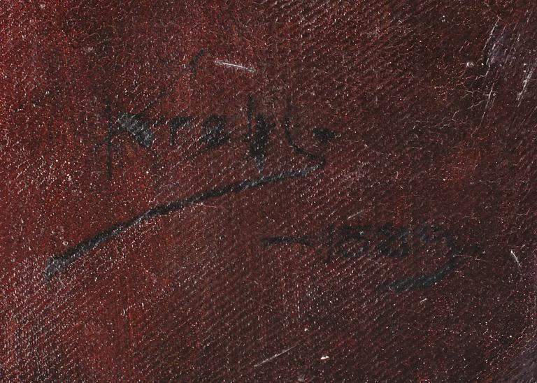 OKÄND KONSTNÄR, olja på duk, sign Kreht o dat 1889.