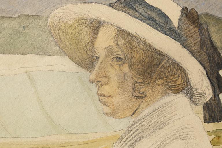 Maja Fjaestad, Portrait of Maja Hallén, née Lindström (the artist's sister).