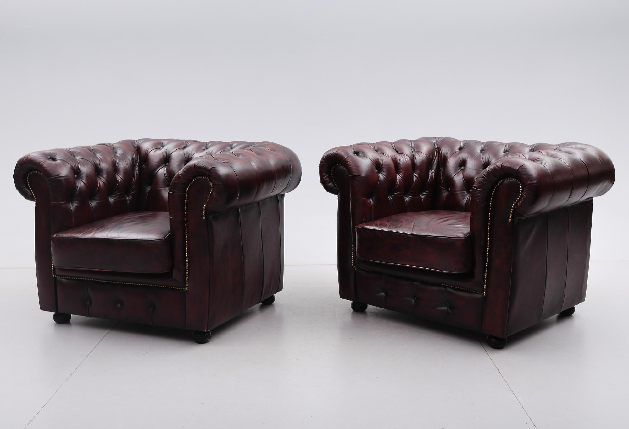 SOFFGRUPP, 3 delar, chesterfieldmodell, 1900-talets andra hälft.