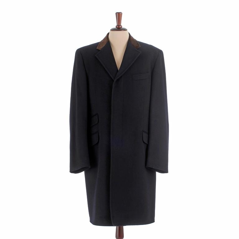 PARK HOUSE, a dark blue wool and cashmere coat / covert coat, size 54.