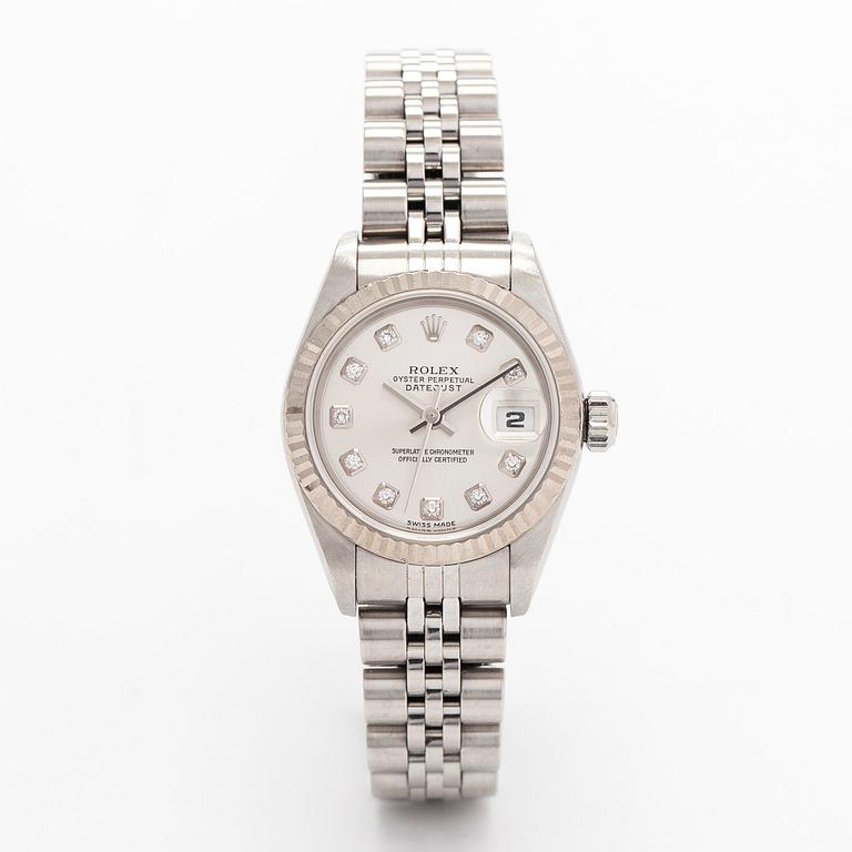 Rolex, Oyster Perpetual, Datejust, "Diamond Dial", rannekello, 26 mm.