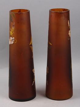 VASER, ett par, glas, jugend, tidigt 1900-tal.