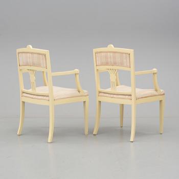 SALONGSGRUPP, 7 delar, gustaviansk stil, sekelskiftet 1800/1900.