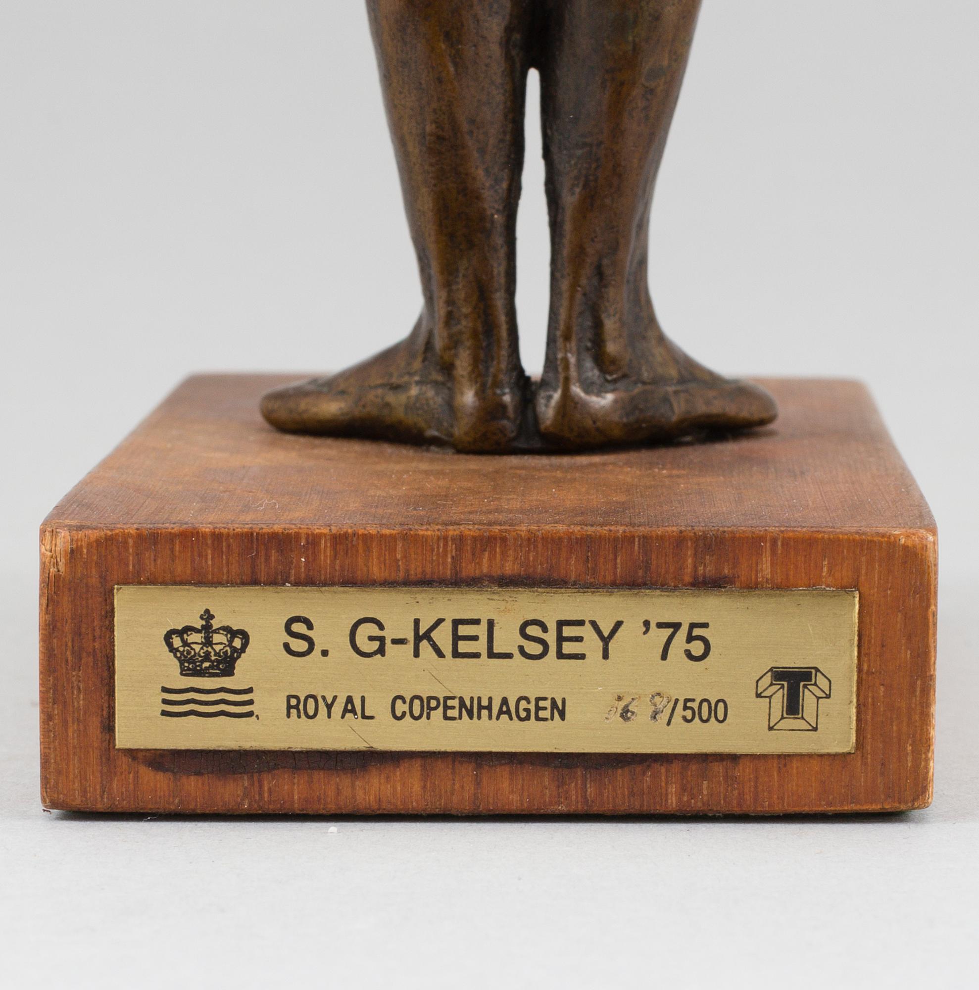 Bronze sculpture by Sterett-Gittings Kelsey for Royal Copenhagen, numbered 168/500 and dated '75. Signed SGK.