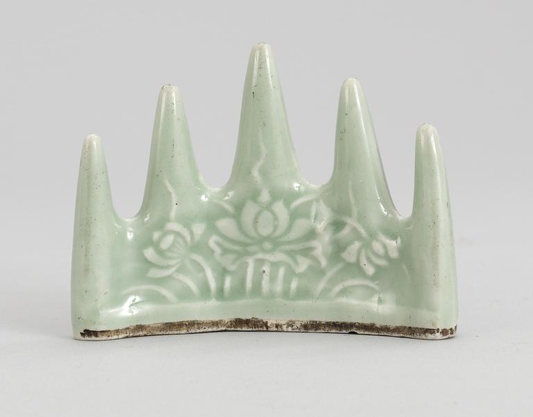 A celadon brush stand, Qing dynasty, 19th Century.