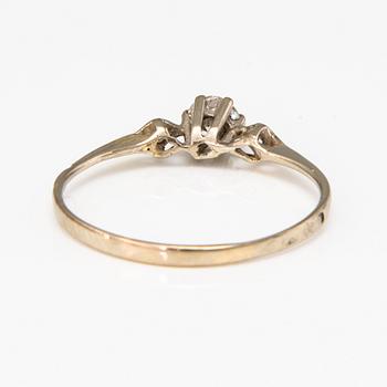 TIMANTTISORMUS, 14K valkokultaa, 3 timanttia.