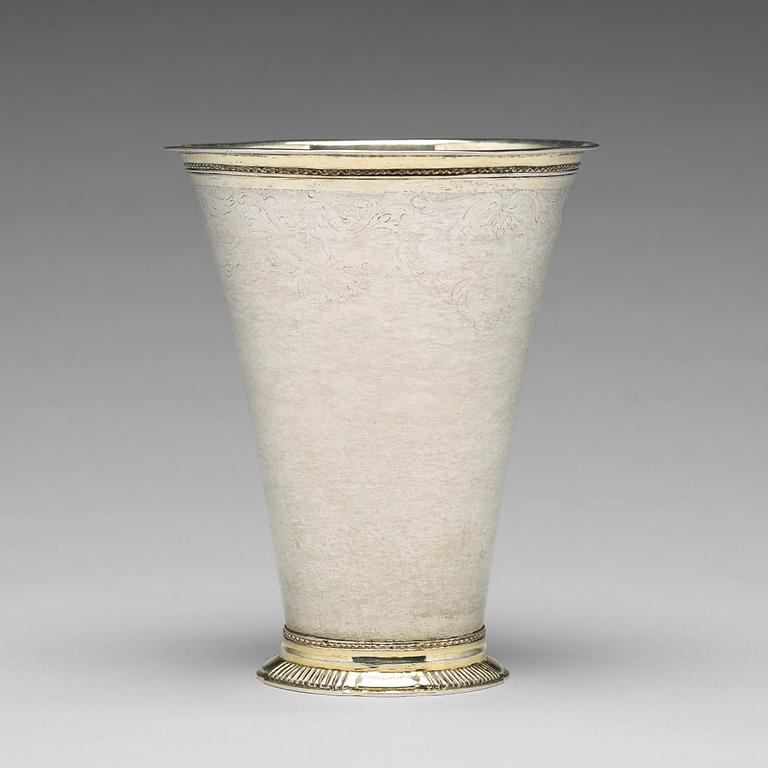 A Swedish 18th century parcel-gilt silver beaker, mark of Christoffer Wasserman, Lindesberg (1734-1770).