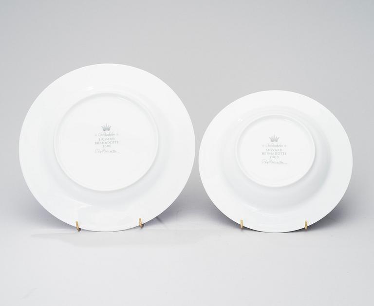 SIGVARD BERNADOTTE, 43 piece, porcelain tableware, "Christineholm"/"Marianne Royal Blue" Millenium 2000.