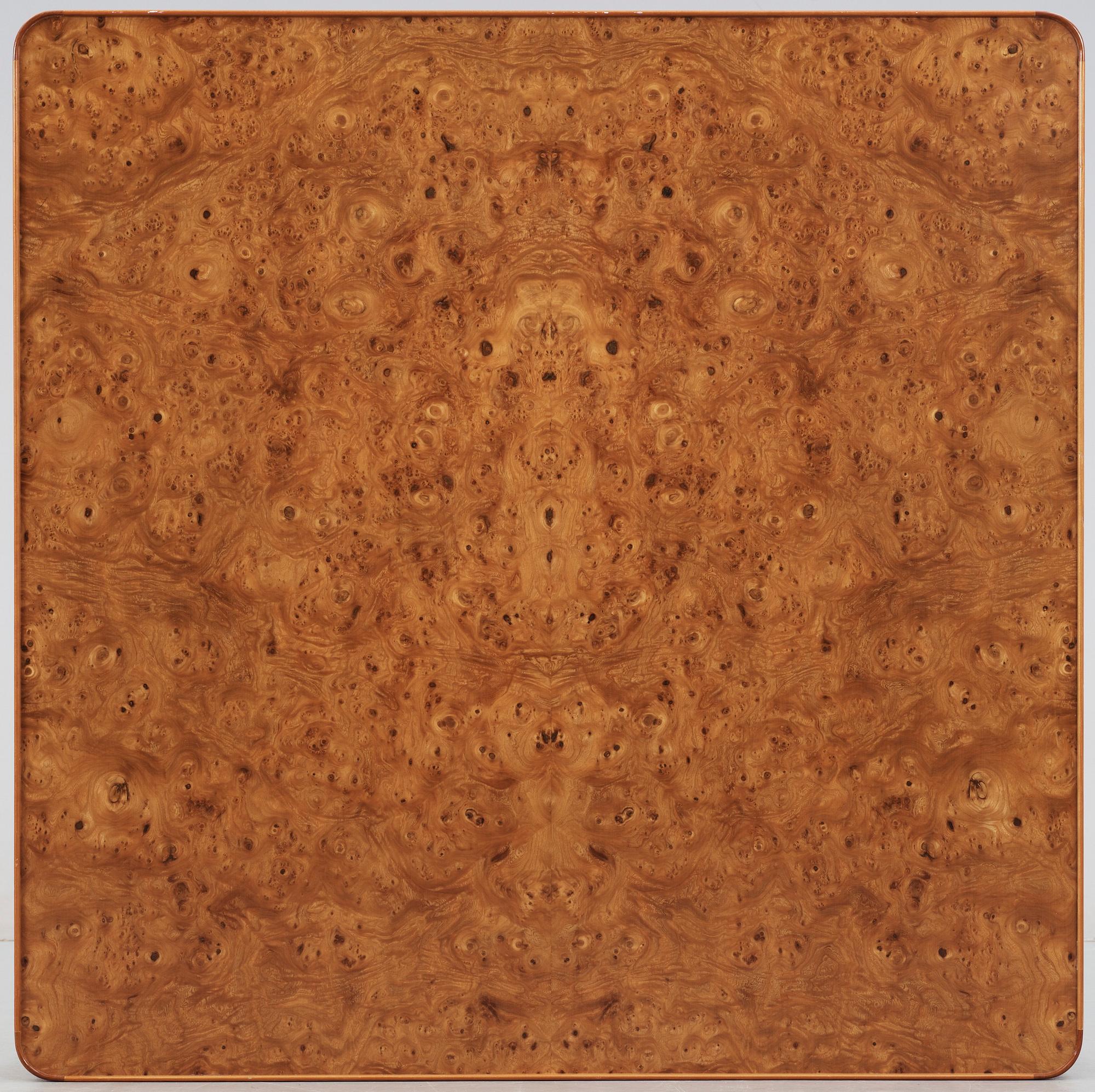 A Josef Frank mahogany and elm burr wood top sofa table,