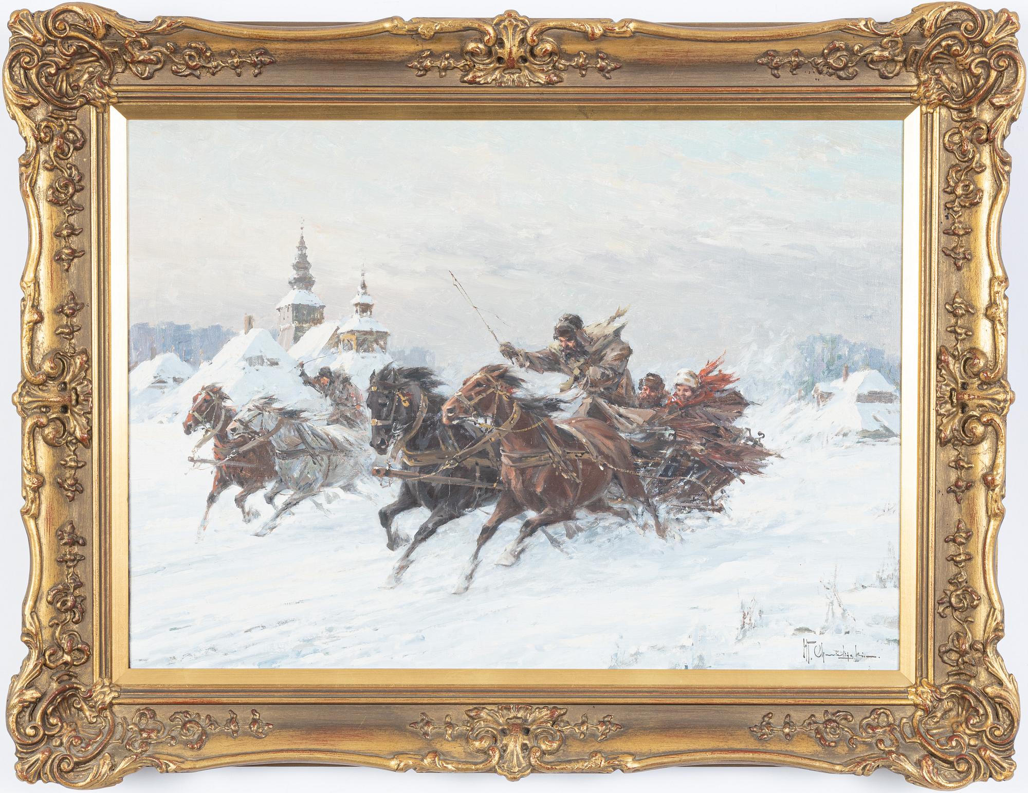 Wladyslaw Chmielinski, slädfärd i vinterlandskap.