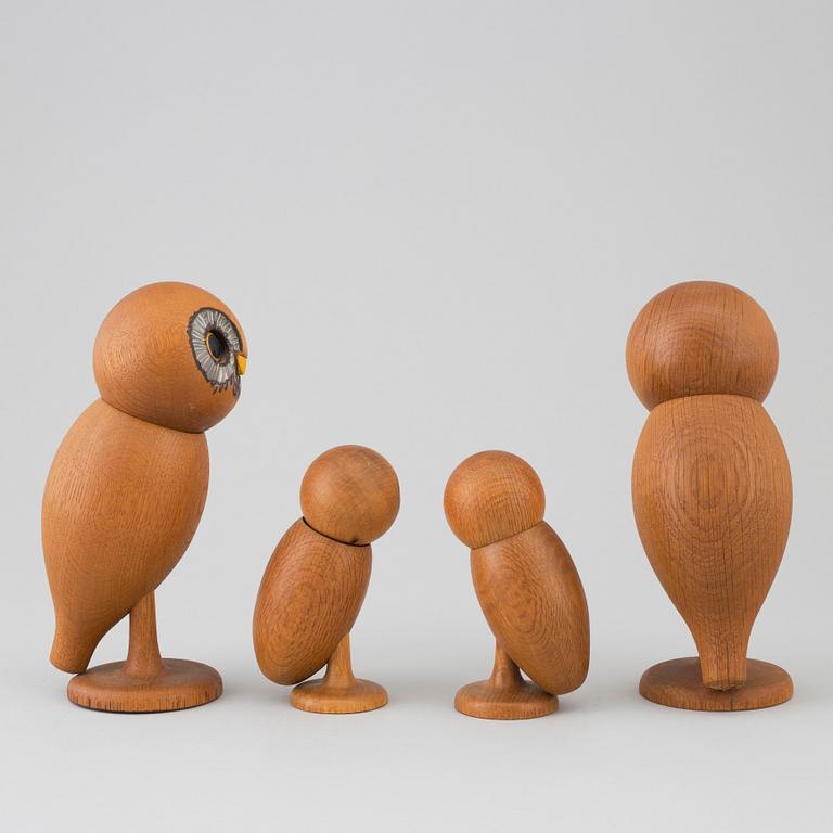 Four wooden sculptures by David Eriksson, second half of the 20th century.