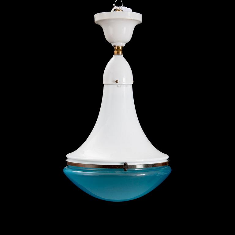 A PETER BEHRENS PENDANT LAMP "Luzette" L1530 + L1531 for AEG, the first half of the 20th century. Total height ca 54 cm.
