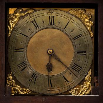 A longcase clock by John Sanderson Wigdon in a later case.