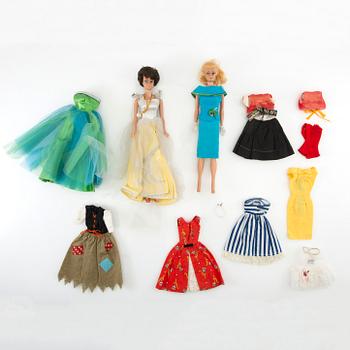 Barbie dolls, 2 pcs. vintage, "Bubble cut" and "Ponytail", clothes, accessories.