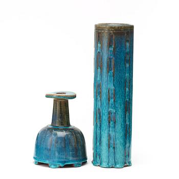 Wilhelm Kåge, Two Wilhelm Kåge 'Farsta' stoneware vases, Gustavsberg studio, Sweden 1960 and 1958.