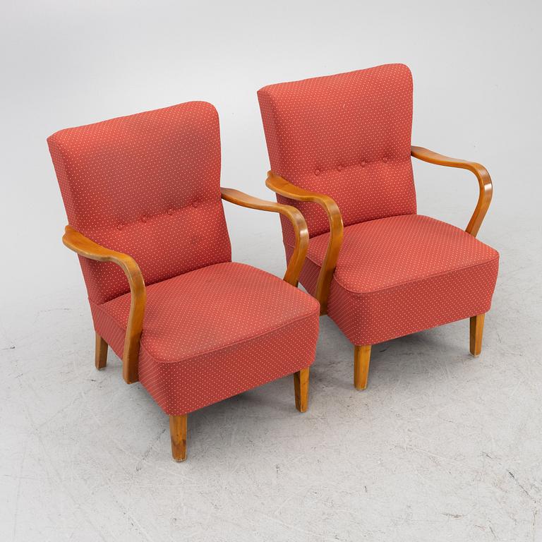 A pair of Swedish Modern armchairs, 1940's.