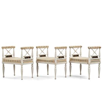 68. A set of three Late gustavian stools by C J Wadström.