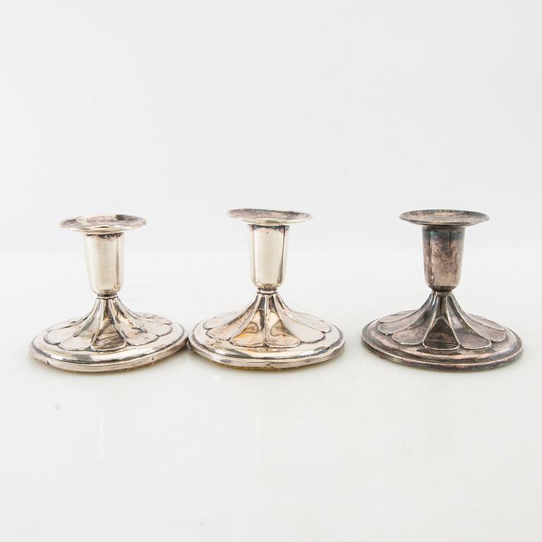 Ljusstakar 5 st silver Ceson Göteborg 1957 samt svenska importstämplar 1900-talets mitt.