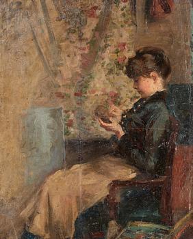 187. Carl Georg Bernhard Schuberth, Woman writing, portrait of Miss I. Holck.