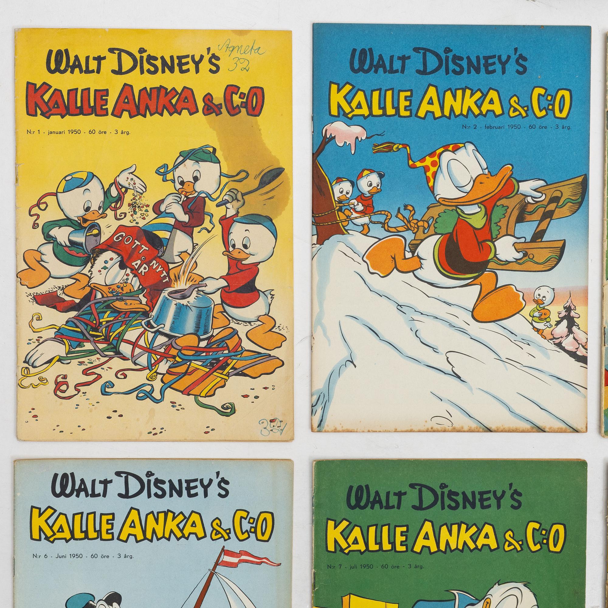 Comic books, 12 issues, Kalle Anka & Co, 1950 edition.