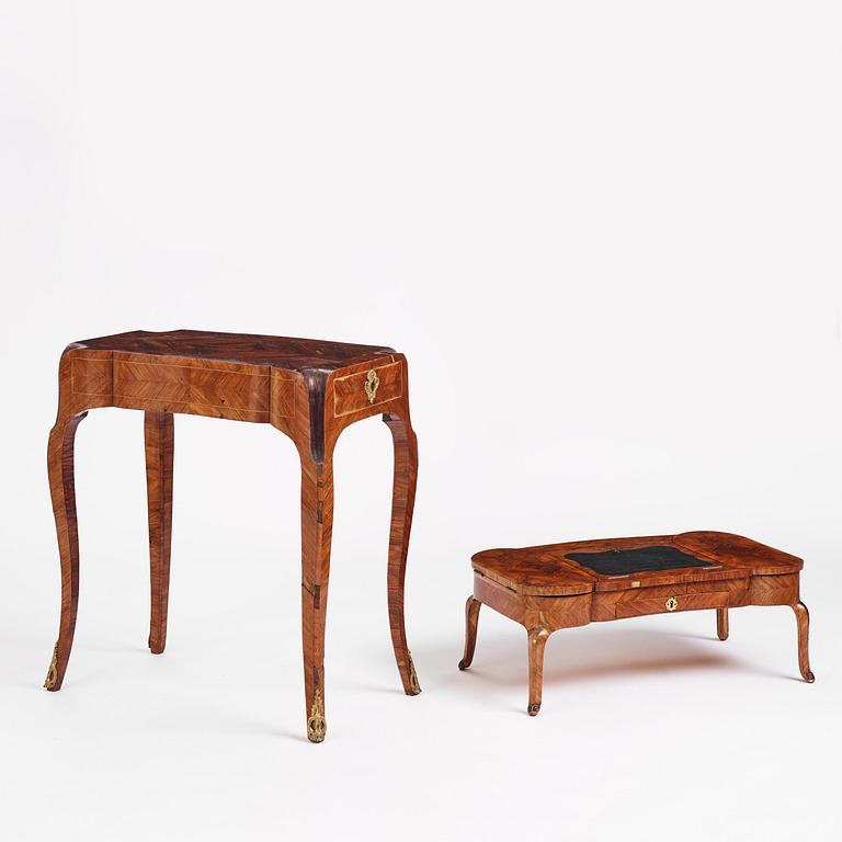 A Rococo rosewood parquetry poudreuse by C. Linning (master in Stockholm 1744-79).