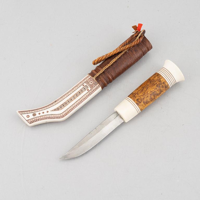 Torsten Fankki, a reindeer antler knife, signed.