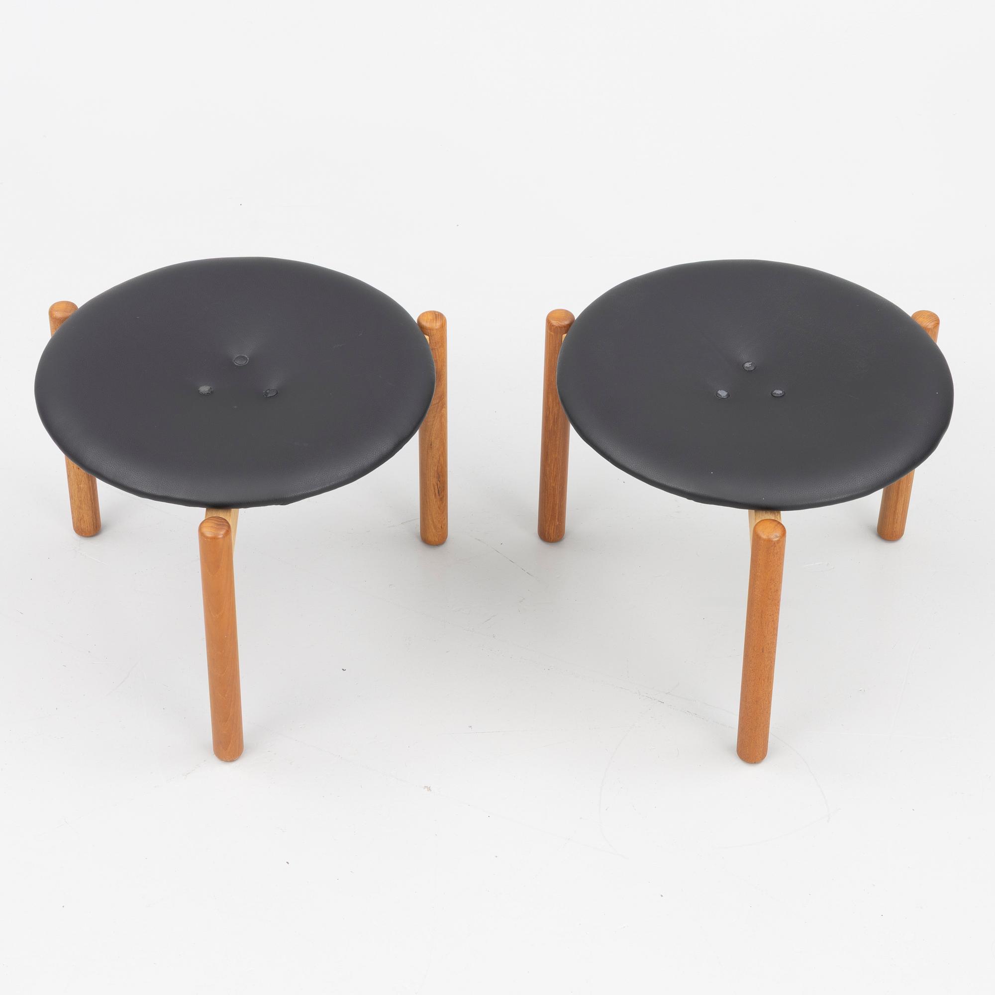 Uno & Östen Kristiansson, a pair of stools, Luxus, Vittsjö Möbelfabrik, Sweden, 1960's.