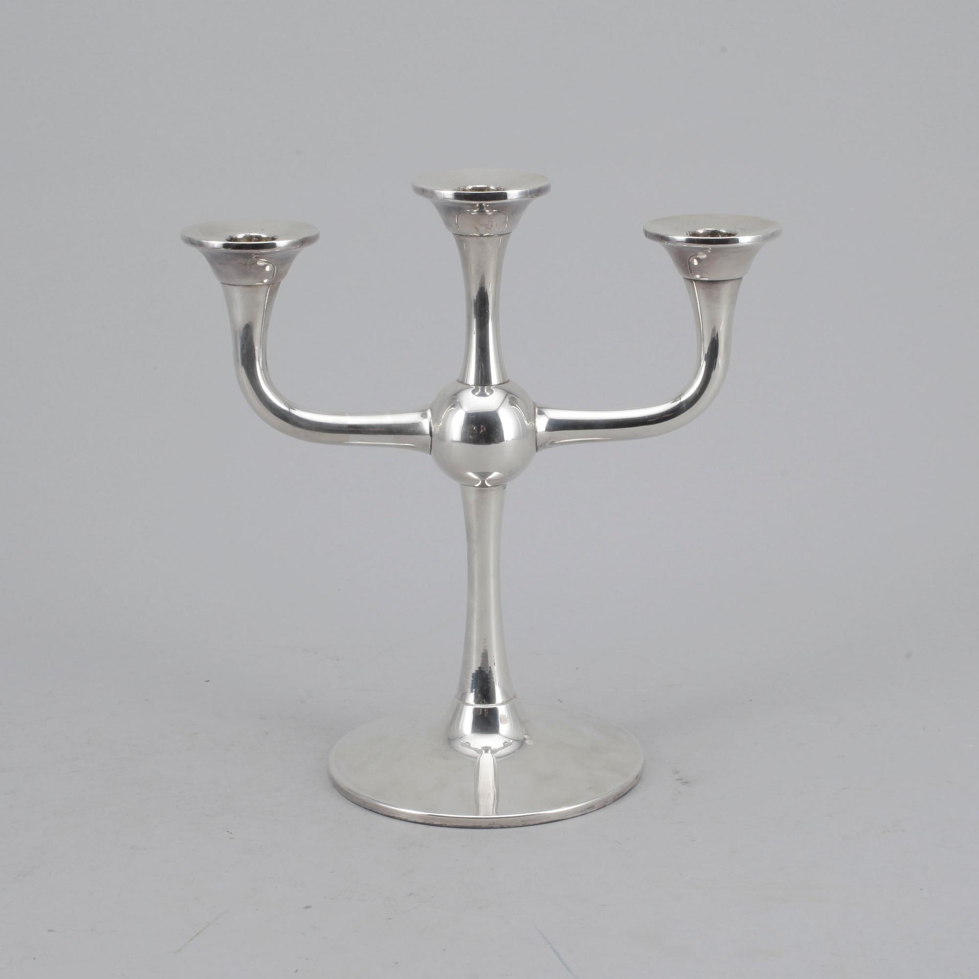 KANDELABER, silver, Karl J Ottesen, Norge, 1900-tal. Vikt ca 723g.