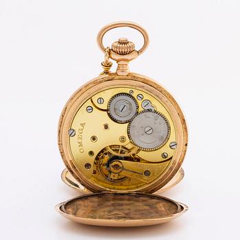 OMEGA pocket watch, riding case 18K, 53 mm.